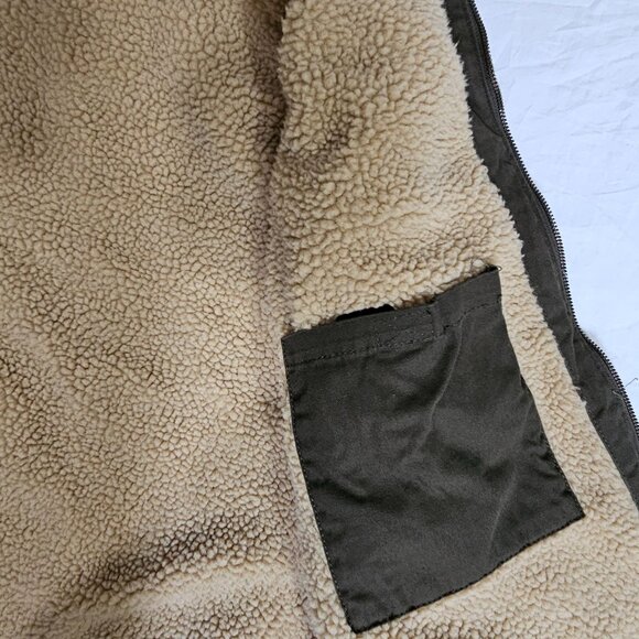 Lee Mens XXL Olive Green Sherpa-Lined Sleeveless Vest With Pockets & Zip Closure - Picture 5 of 8
